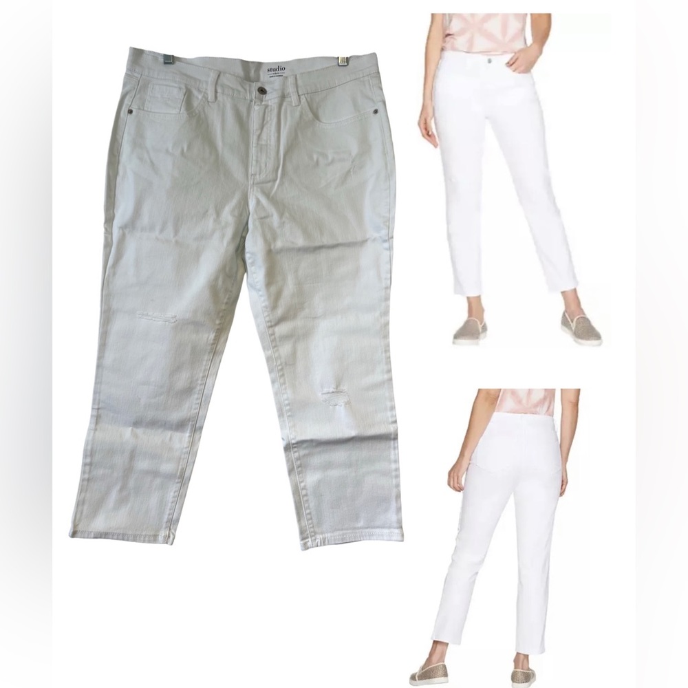 *Denim & Co Studio Petite Denim Ankle Jeans White 16P ~A304477